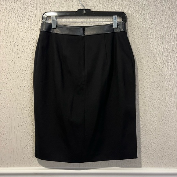 White House Black Market Black Ponte Faux leather Pencil Skirt size 4 - Picture 10 of 14
